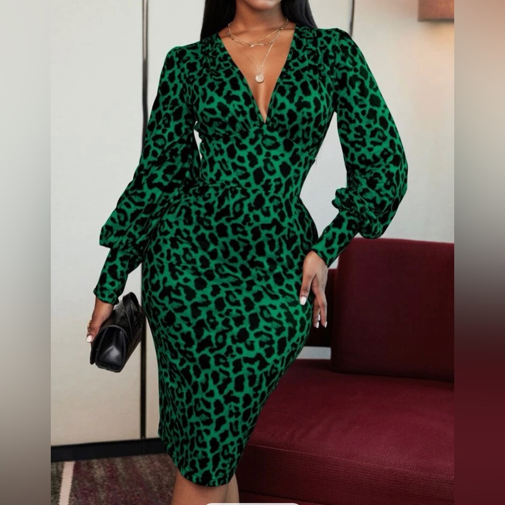 Green Leopard Print Dress!